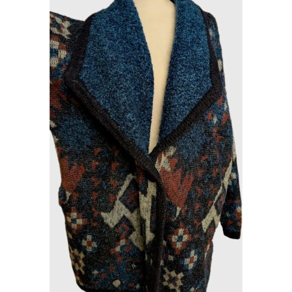 VTG Cervelle Cardigan Sweater Men's XL Thick Wool Blend Long Aztec Southwestern - Picture 3 of 13